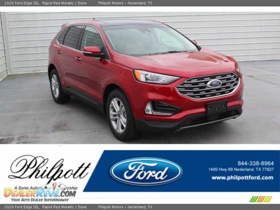 2020 Ford Edge SEL Rapid Red Metallic / Dune Photo #1