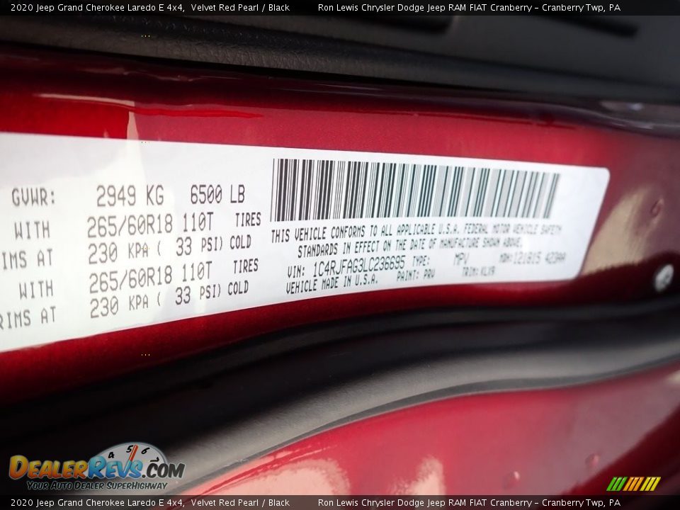 2020 Jeep Grand Cherokee Laredo E 4x4 Velvet Red Pearl / Black Photo #14