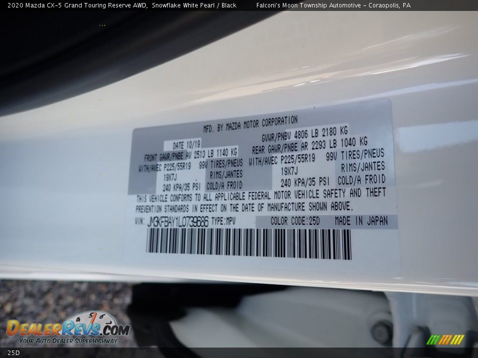 Mazda Color Code 25D Snowflake White Pearl