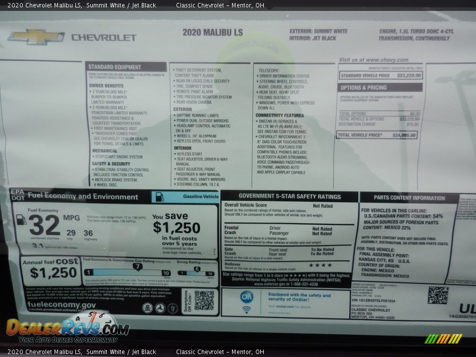 2020 Chevrolet Malibu LS Summit White / Jet Black Photo #6