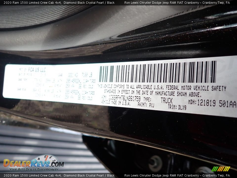 2020 Ram 1500 Limited Crew Cab 4x4 Diamond Black Crystal Pearl / Black Photo #14
