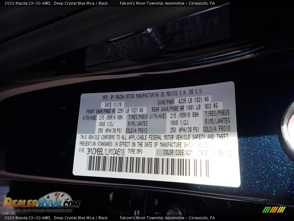 2020 Mazda CX-30 AWD Deep Crystal Blue Mica / Black Photo #12