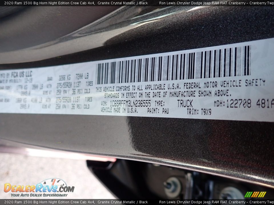 2020 Ram 1500 Big Horn Night Edition Crew Cab 4x4 Granite Crystal Metallic / Black Photo #14