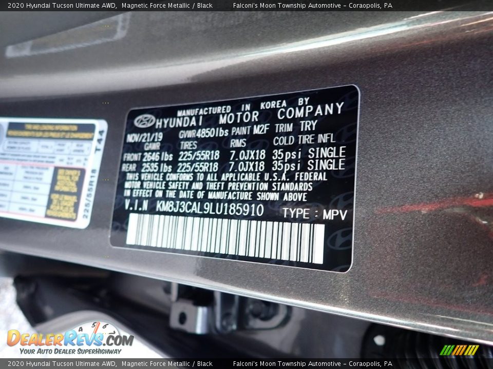 2020 Hyundai Tucson Ultimate AWD Magnetic Force Metallic / Black Photo #12