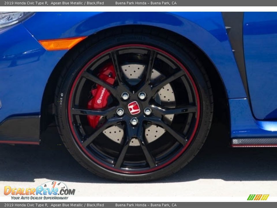 2019 Honda Civic Type R Agean Blue Metallic / Black/Red Photo #15