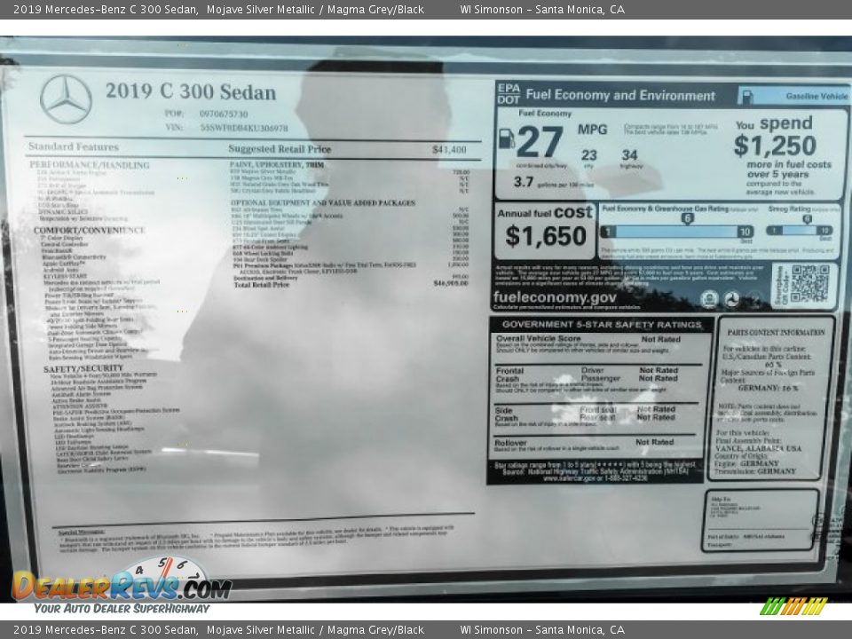 2019 Mercedes-Benz C 300 Sedan Mojave Silver Metallic / Magma Grey/Black Photo #10