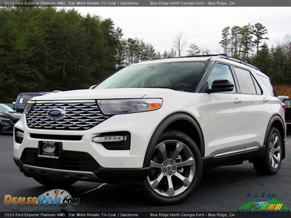 2020 Ford Explorer Platinum 4WD Star White Metallic Tri-Coat / Sandstone Photo #1