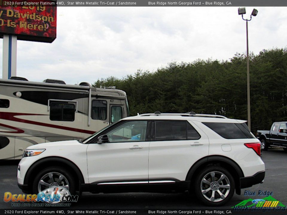 2020 Ford Explorer Platinum 4WD Star White Metallic Tri-Coat / Sandstone Photo #2