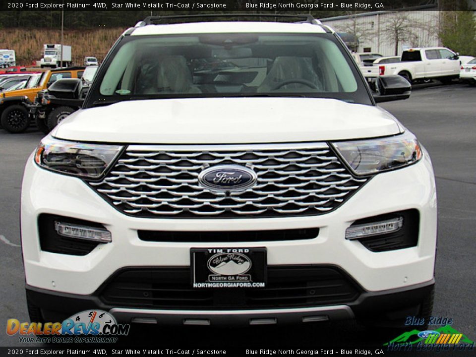 2020 Ford Explorer Platinum 4WD Star White Metallic Tri-Coat / Sandstone Photo #8