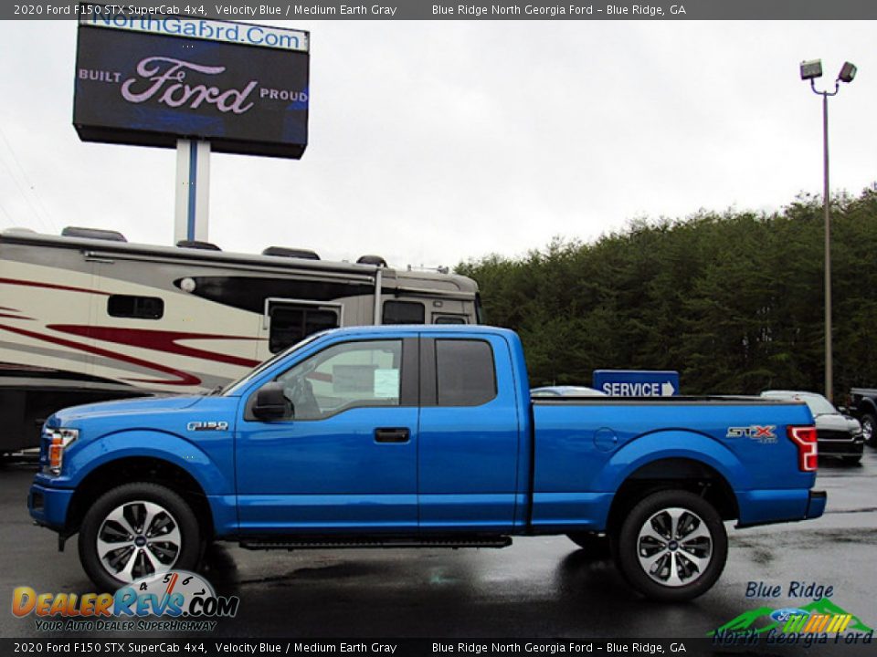 2020 Ford F150 STX SuperCab 4x4 Velocity Blue / Medium Earth Gray Photo #2