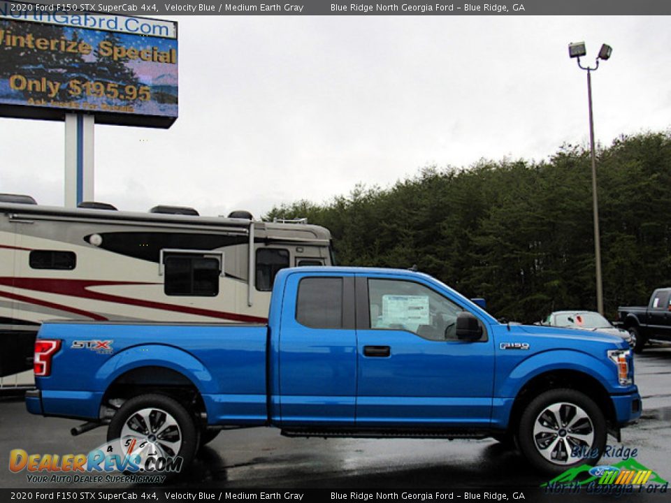 2020 Ford F150 STX SuperCab 4x4 Velocity Blue / Medium Earth Gray Photo #6