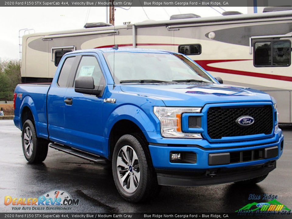 2020 Ford F150 STX SuperCab 4x4 Velocity Blue / Medium Earth Gray Photo #7