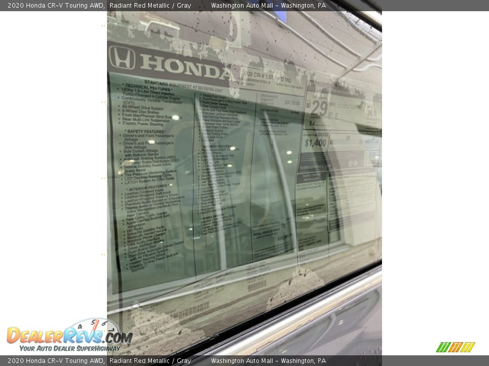 2020 Honda CR-V Touring AWD Radiant Red Metallic / Gray Photo #15