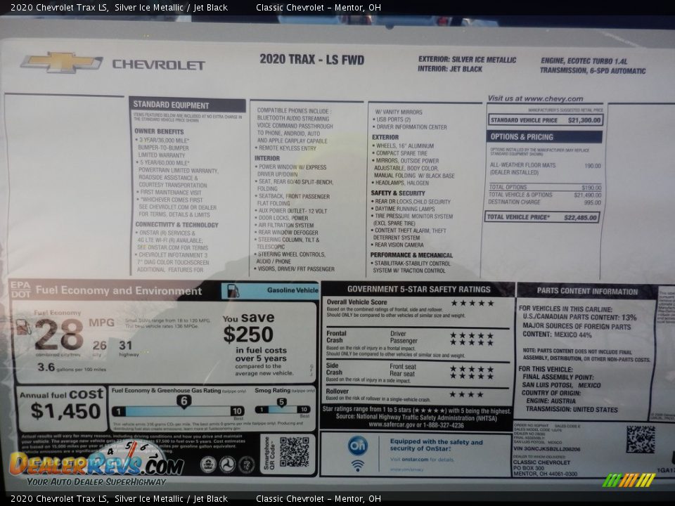2020 Chevrolet Trax LS Silver Ice Metallic / Jet Black Photo #7