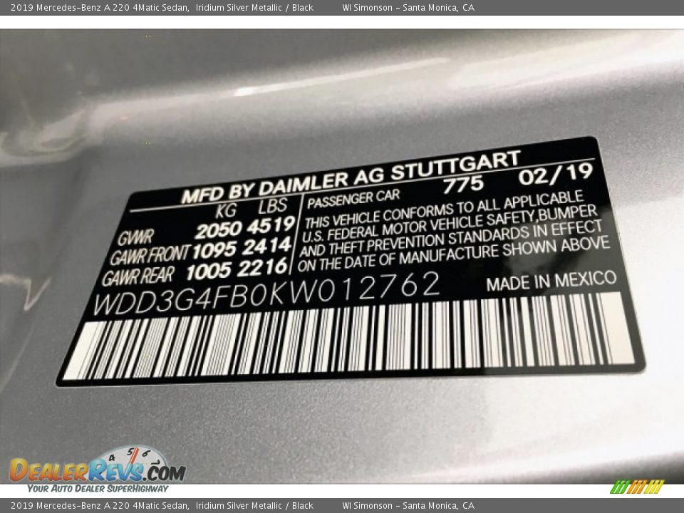 2019 Mercedes-Benz A 220 4Matic Sedan Iridium Silver Metallic / Black Photo #11