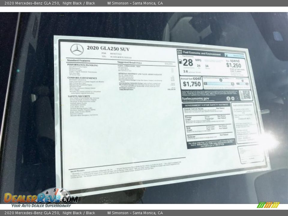 2020 Mercedes-Benz GLA 250 Night Black / Black Photo #10