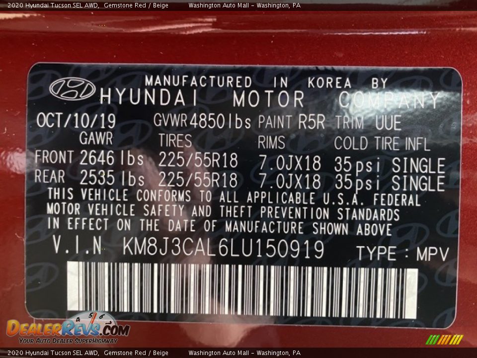 2020 Hyundai Tucson SEL AWD Gemstone Red / Beige Photo #10