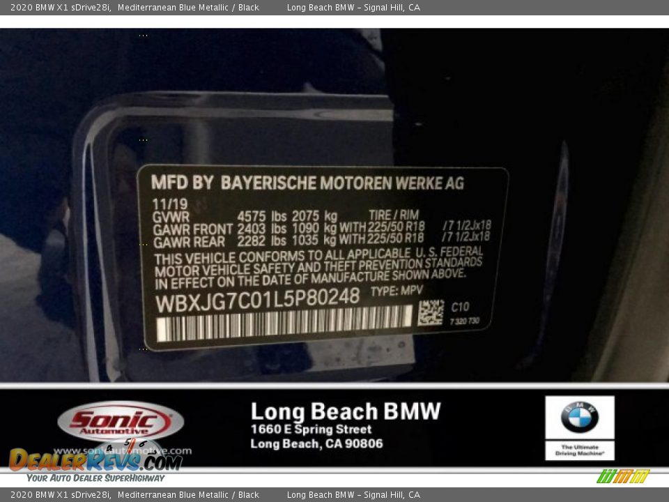 2020 BMW X1 sDrive28i Mediterranean Blue Metallic / Black Photo #11