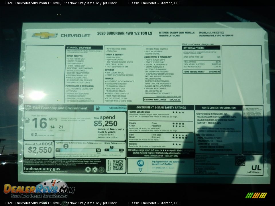 2020 Chevrolet Suburban LS 4WD Shadow Gray Metallic / Jet Black Photo #7