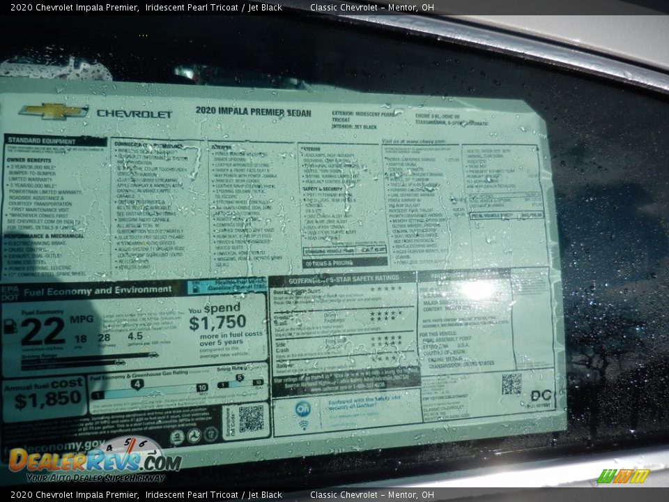 2020 Chevrolet Impala Premier Iridescent Pearl Tricoat / Jet Black Photo #7