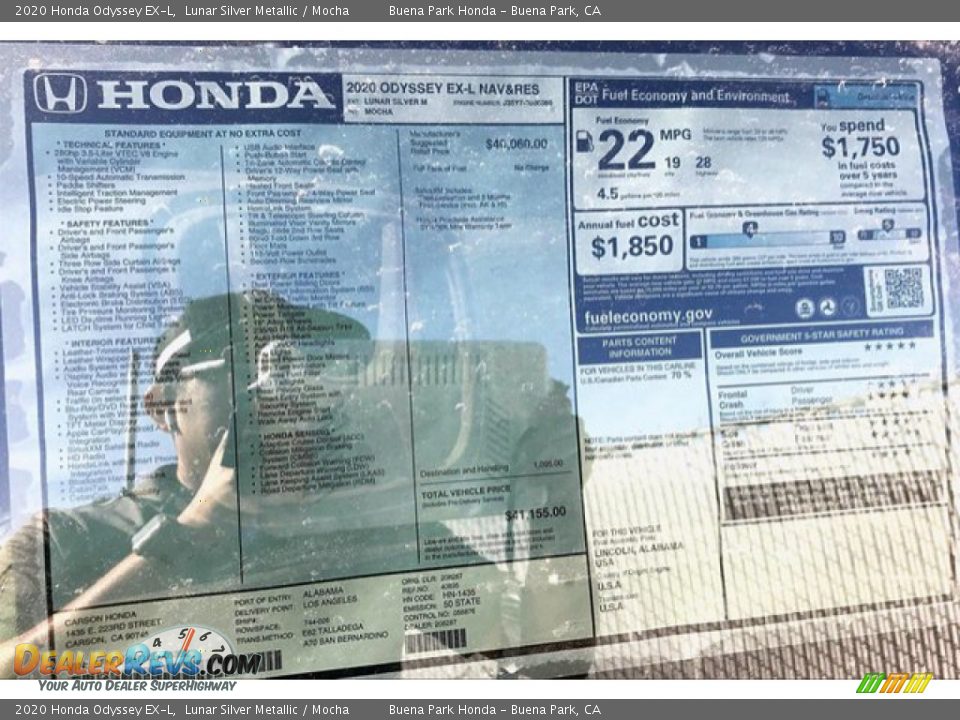 2020 Honda Odyssey EX-L Lunar Silver Metallic / Mocha Photo #9