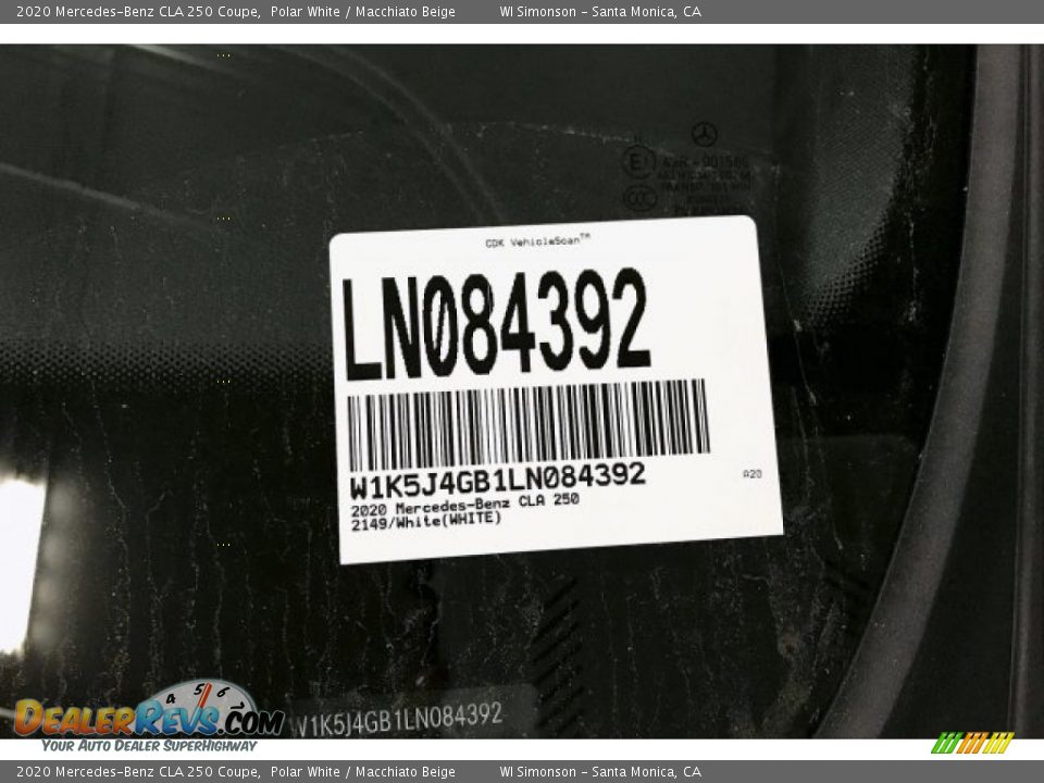 2020 Mercedes-Benz CLA 250 Coupe Polar White / Macchiato Beige Photo #11