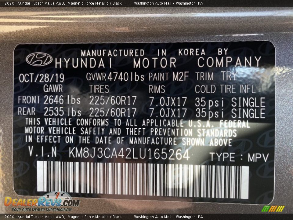 2020 Hyundai Tucson Value AWD Magnetic Force Metallic / Black Photo #10