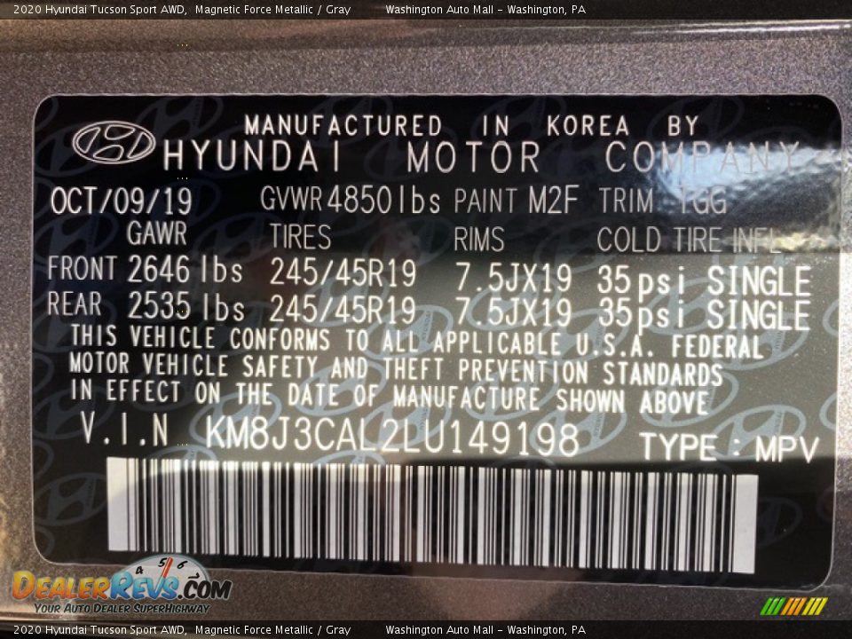 2020 Hyundai Tucson Sport AWD Magnetic Force Metallic / Gray Photo #10