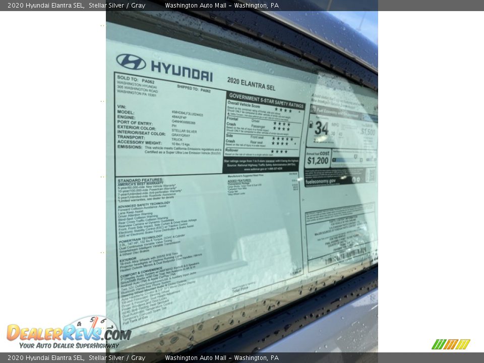 2020 Hyundai Elantra SEL Window Sticker Photo #16