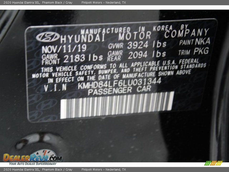 2020 Hyundai Elantra SEL Phantom Black / Gray Photo #24