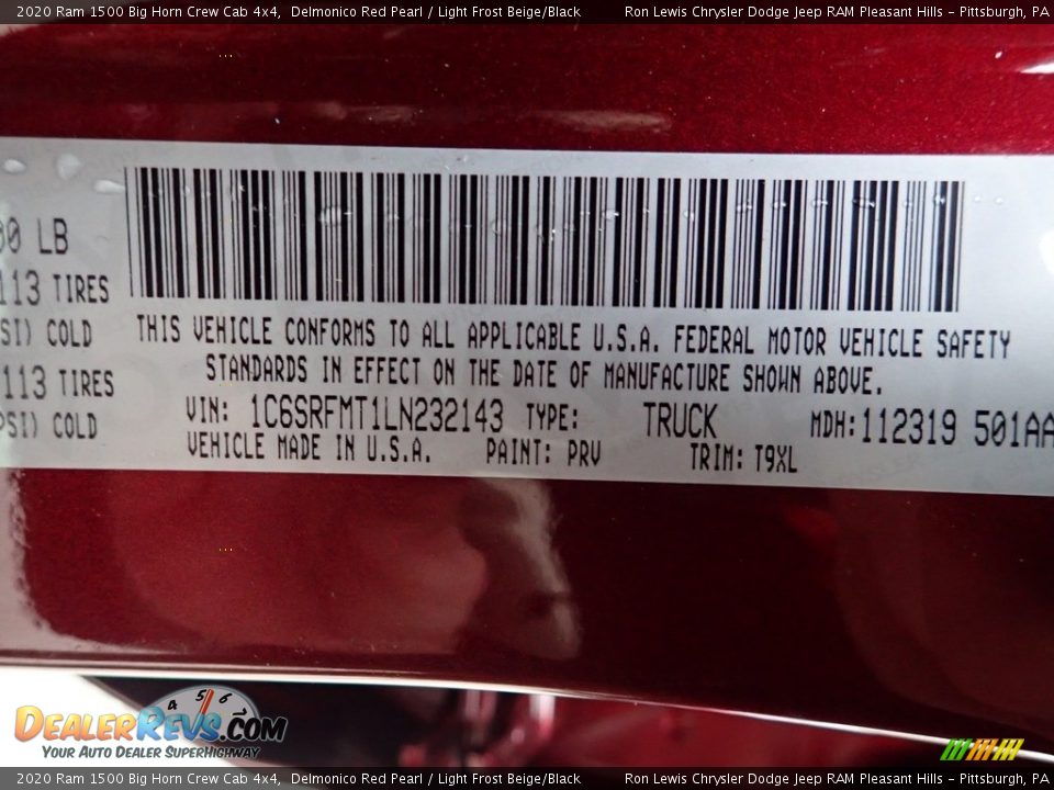 2020 Ram 1500 Big Horn Crew Cab 4x4 Delmonico Red Pearl / Light Frost Beige/Black Photo #16