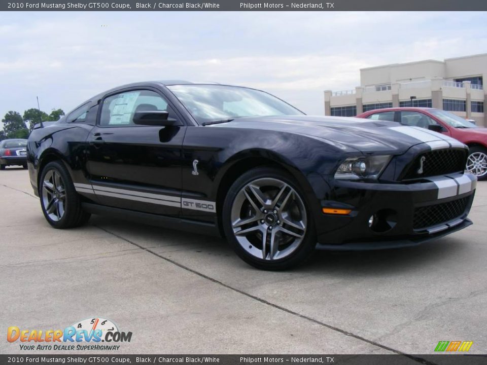 2010 Ford Mustang Shelby GT500 Coupe Black / Charcoal Black/White Photo #1