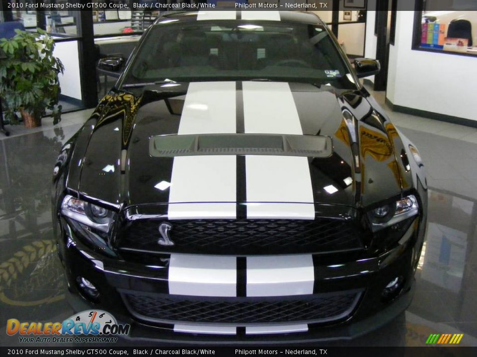 2010 Ford Mustang Shelby GT500 Coupe Black / Charcoal Black/White Photo #2