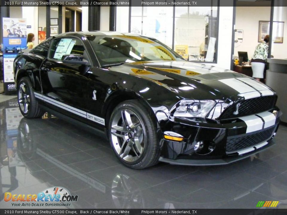 2010 Ford Mustang Shelby GT500 Coupe Black / Charcoal Black/White Photo #3