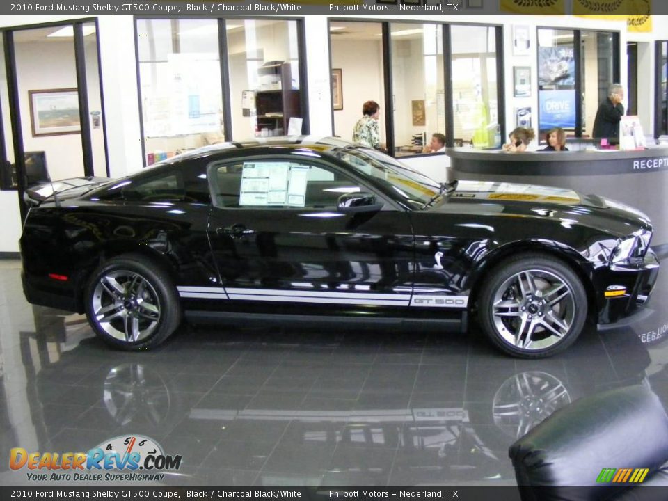 2010 Ford Mustang Shelby GT500 Coupe Black / Charcoal Black/White Photo #4