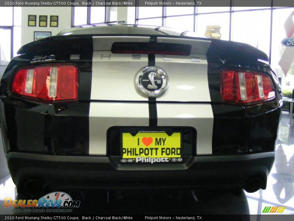 2010 Ford Mustang Shelby GT500 Coupe Black / Charcoal Black/White Photo #7