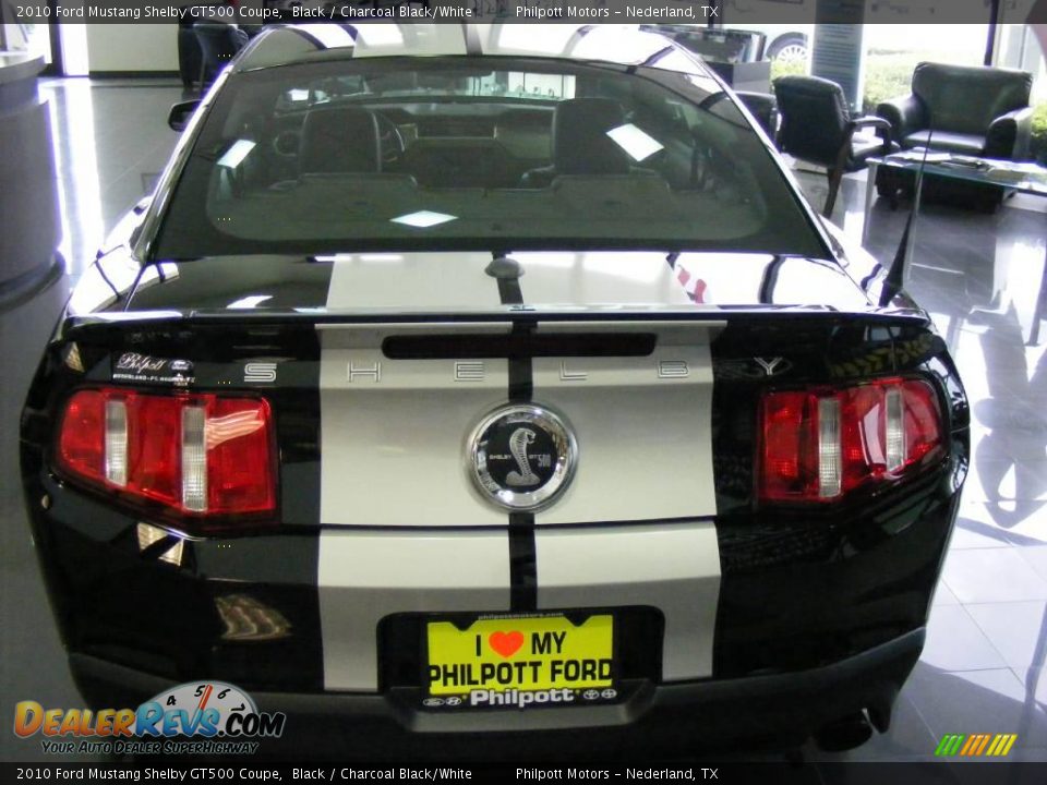 2010 Ford Mustang Shelby GT500 Coupe Black / Charcoal Black/White Photo #8