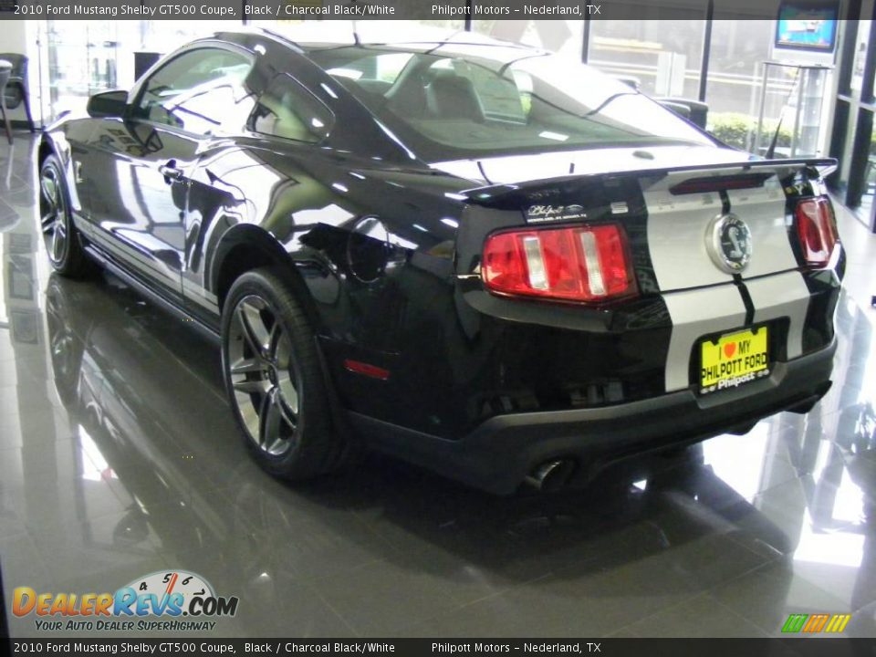 2010 Ford Mustang Shelby GT500 Coupe Black / Charcoal Black/White Photo #9