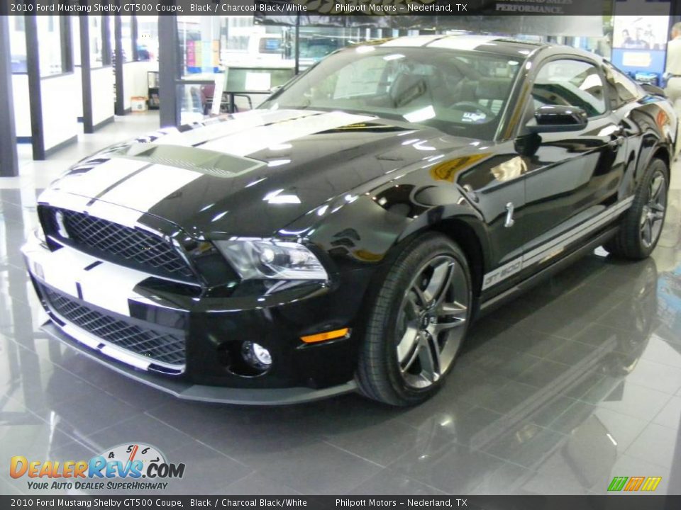 2010 Ford Mustang Shelby GT500 Coupe Black / Charcoal Black/White Photo #10