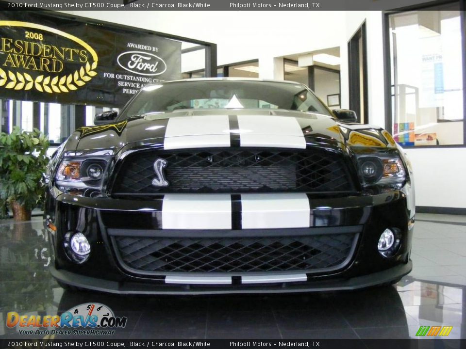 2010 Ford Mustang Shelby GT500 Coupe Black / Charcoal Black/White Photo #11