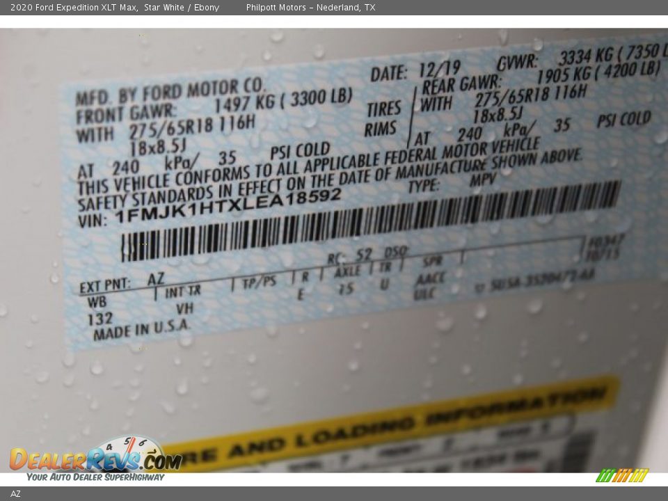 Ford Color Code AZ Star White