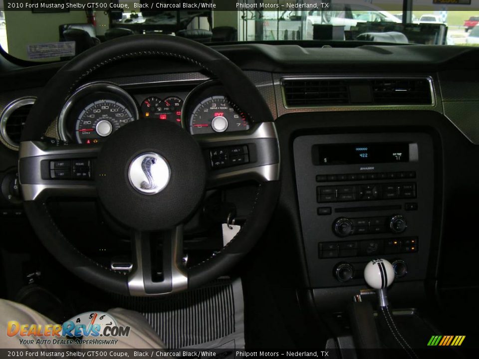 2010 Ford Mustang Shelby GT500 Coupe Black / Charcoal Black/White Photo #36