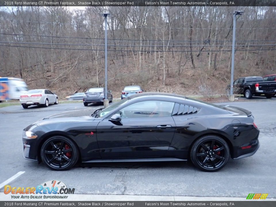 2018 Ford Mustang GT Premium Fastback Shadow Black / Showstopper Red Photo #5