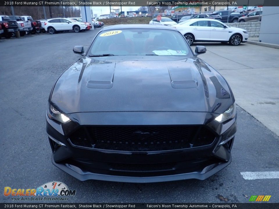 2018 Ford Mustang GT Premium Fastback Shadow Black / Showstopper Red Photo #7