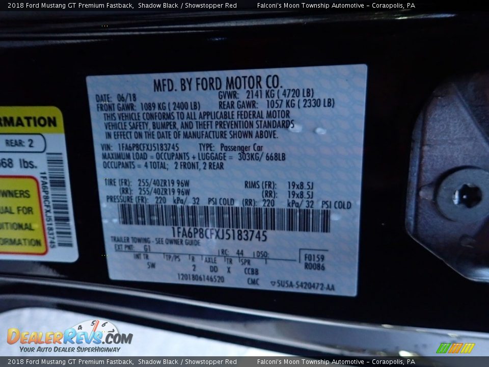 2018 Ford Mustang GT Premium Fastback Shadow Black / Showstopper Red Photo #23