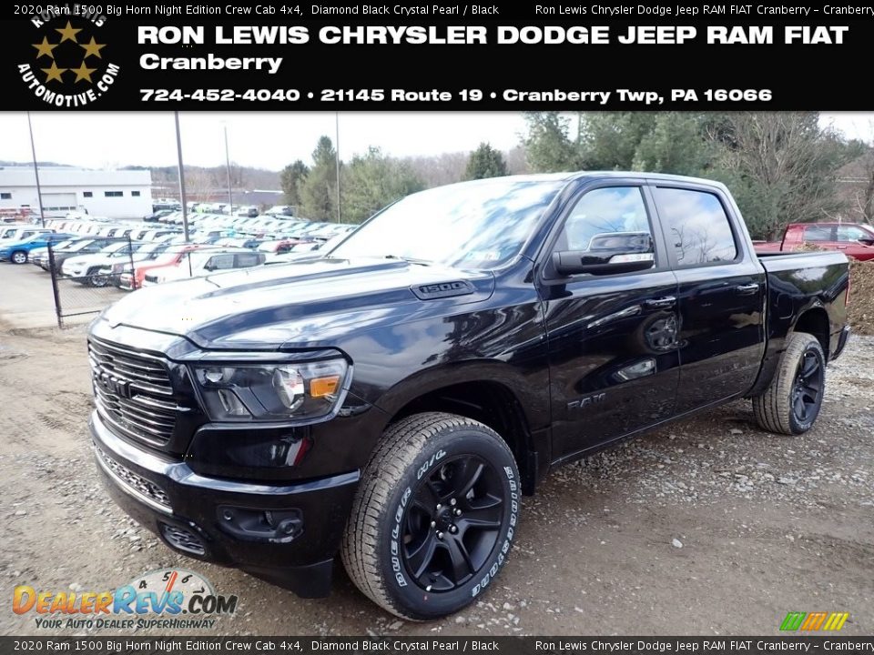 2020 Ram 1500 Big Horn Night Edition Crew Cab 4x4 Diamond Black Crystal Pearl / Black Photo #1