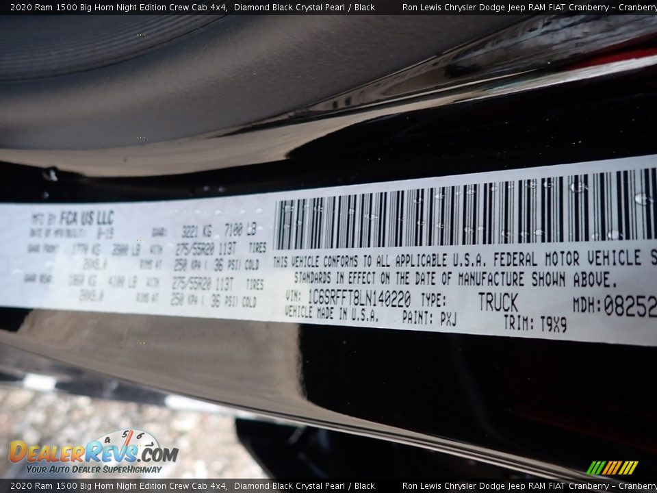 2020 Ram 1500 Big Horn Night Edition Crew Cab 4x4 Diamond Black Crystal Pearl / Black Photo #15