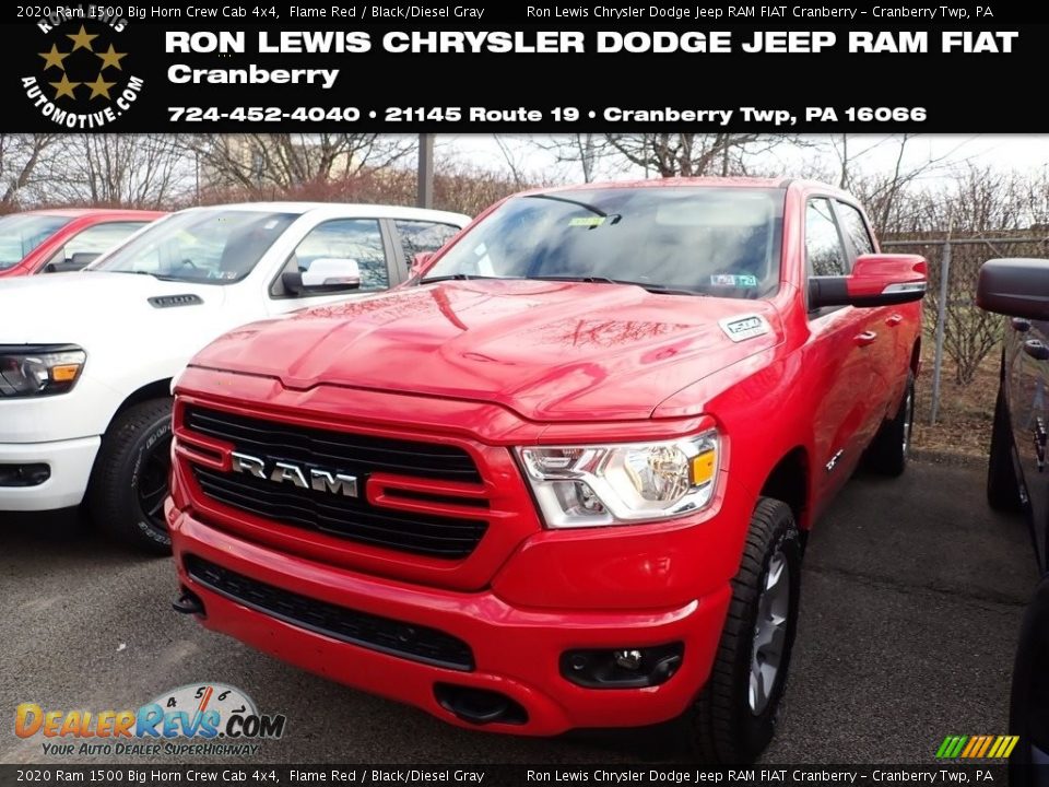 2020 Ram 1500 Big Horn Crew Cab 4x4 Flame Red / Black/Diesel Gray Photo #1