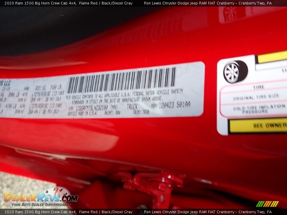 2020 Ram 1500 Big Horn Crew Cab 4x4 Flame Red / Black/Diesel Gray Photo #14