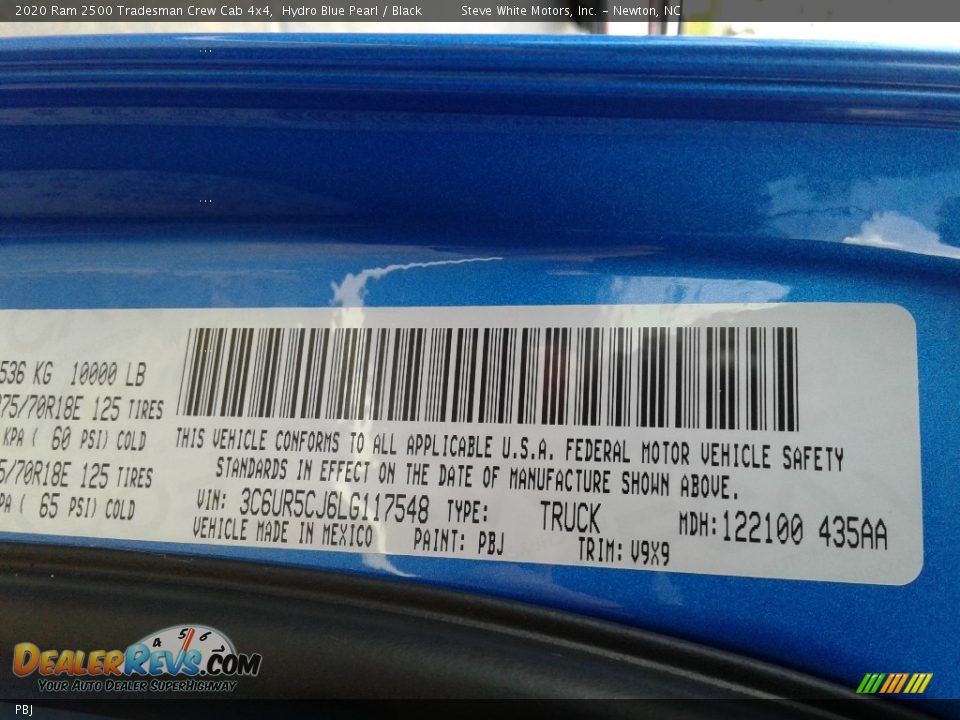 Ram Color Code PBJ Hydro Blue Pearl